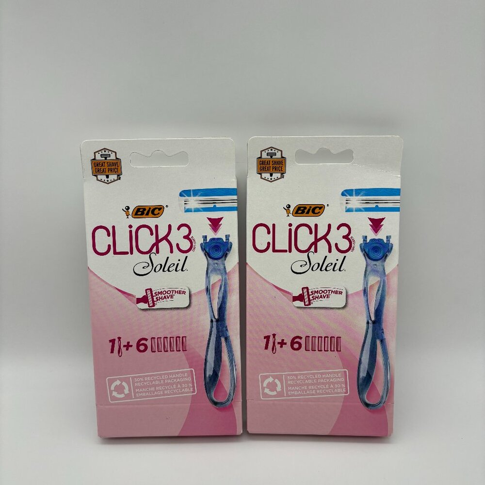 BIC Click 3 Soleil Women's 3-Blades Razor Handle + 6 Refills (x2) NEW